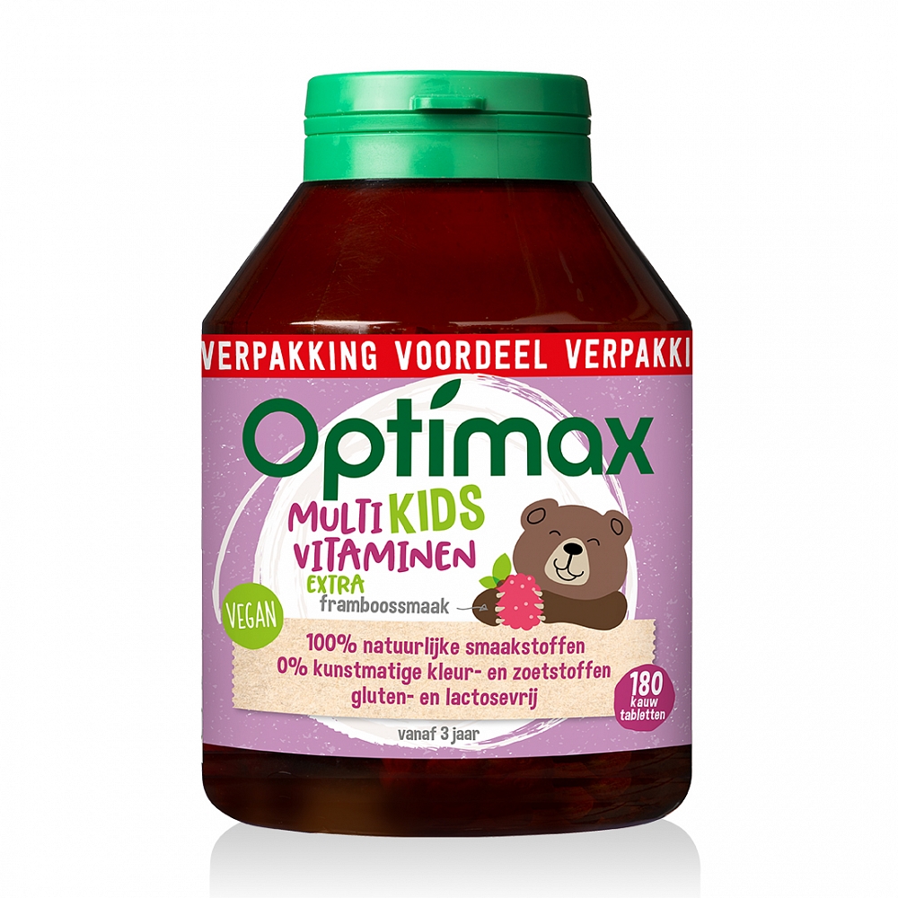 Optimax Kinder Multivitamine Kauwtabletten Extra Framboos Optimax Kinder Multivitamine Kauwtabletten Extra Framboos