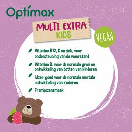 Optimax Optimax Kinder Multivitamine Kauwtabletten Extra Framboos