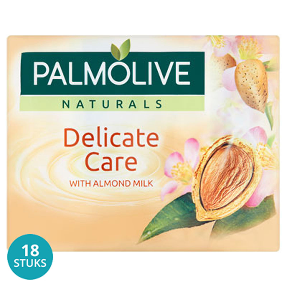 Palmolive Zeep Sensitive Almond Milk Voordeelverpakking 18x4x90g Palmolive Zeep Sensitive Almond Milk Voordeelverpakking 18x4x90g