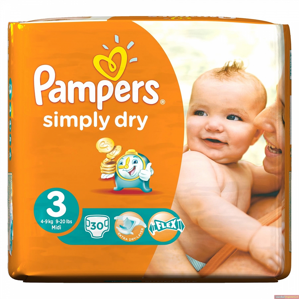 Pampers baby luiers simply dry maat 3 30 stuks