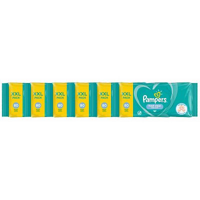 Pampers Billendoekjes Babydoekjes Fresh Clean Voordeelverpakking - 480 Stuks 6x80st