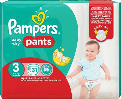 Pampers Broekjes Baby Dry Pants Maat-3 Midi 6-11kg 31-luiers 31stuks
