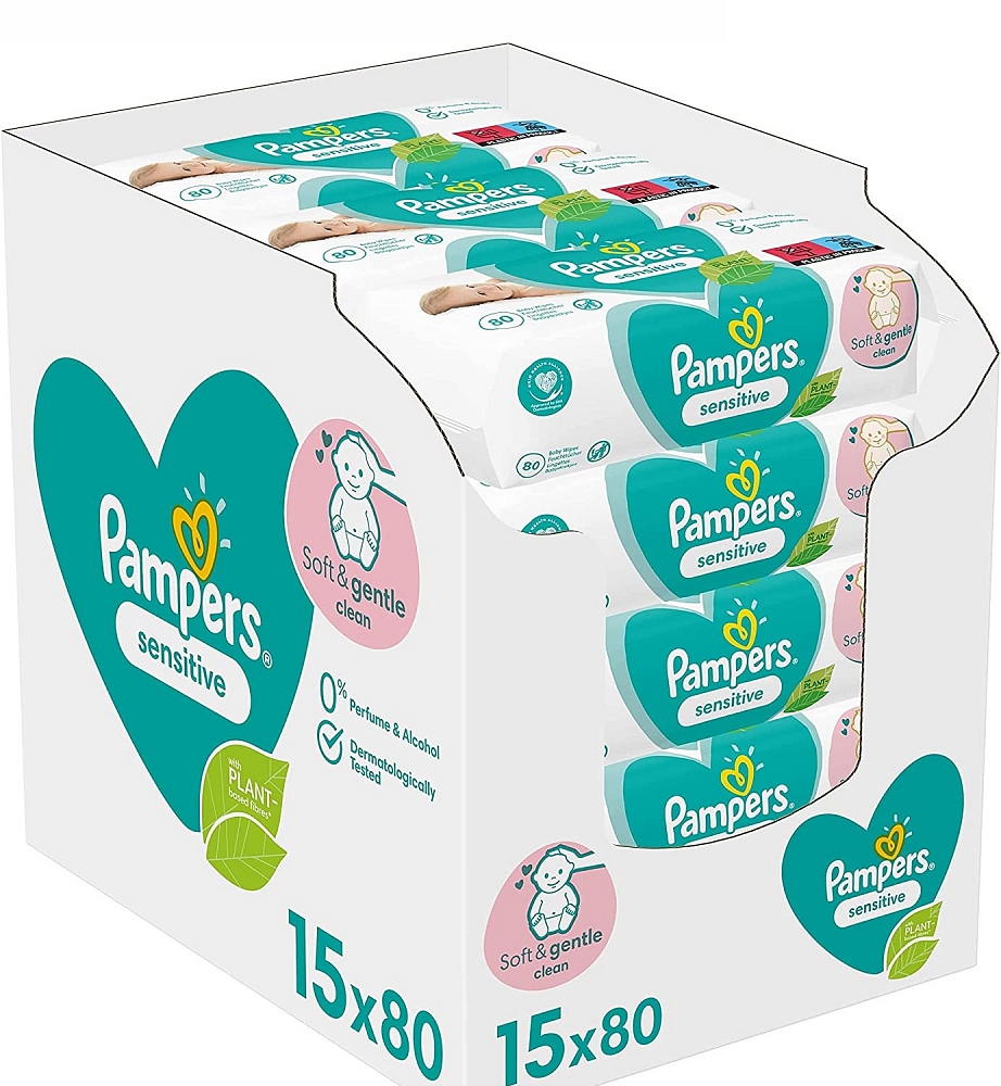 Pampers Sensitive voordeelverpakking 15 x 80 babydoekjes