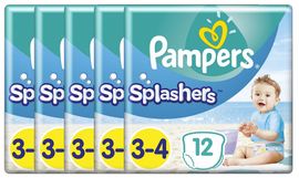 Pampers Pampers Splashers Maat 3-4 6-11kg Carrypack Luiers Voordeelverpakking 60-Luiers Pampers Splashers Maat 3-4 6-11kg Carrypack Luiers 12-Luiers