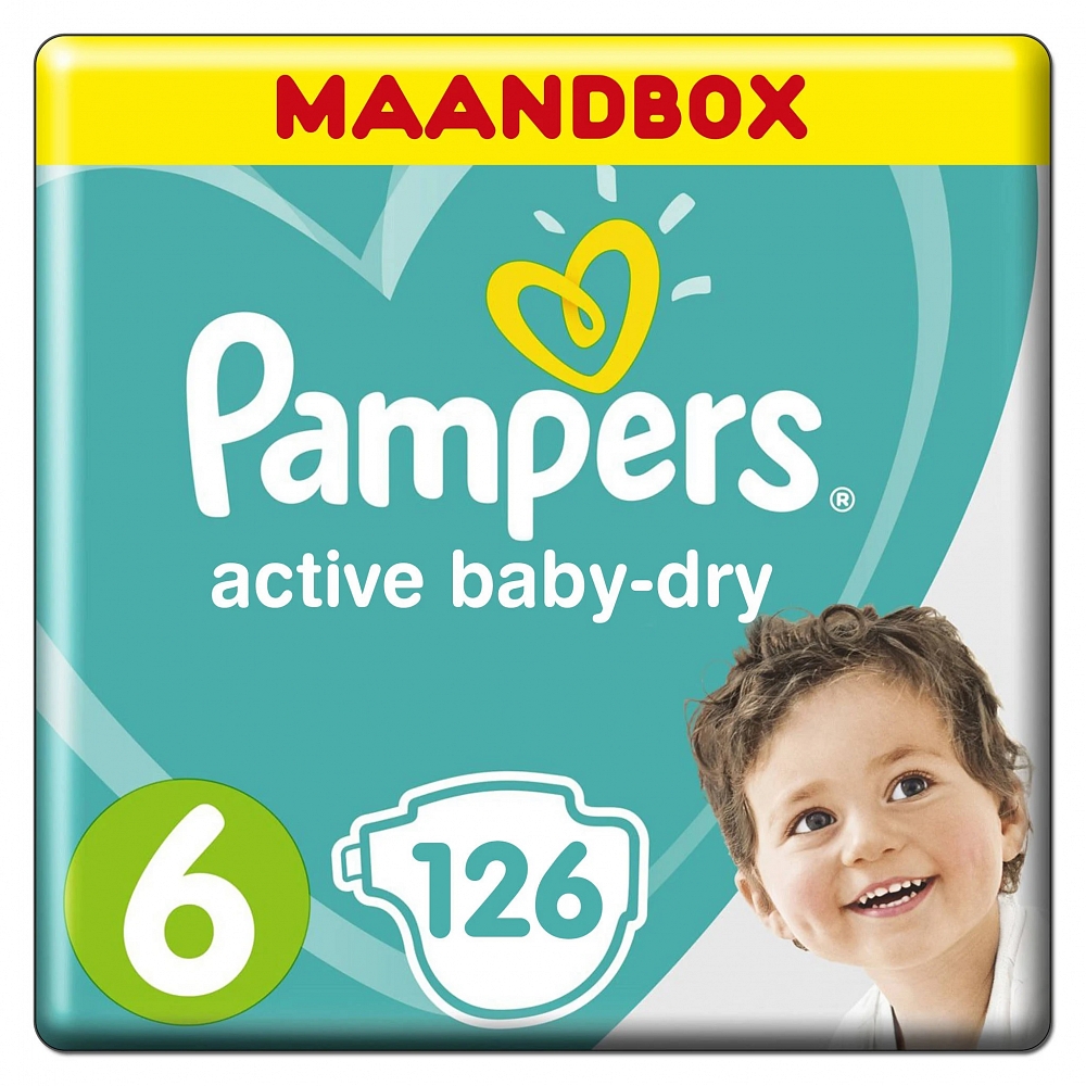Pampers Luiers Baby Dry Maat-6 Extra Large 15kg Maandbox 124-luiers
