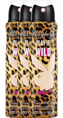 Playboy Play It Wild Her Bodyspray Voordeelverpakking 3x150ml
