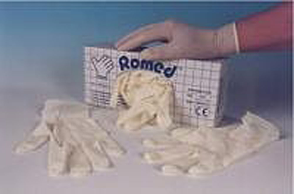 Romed Latex Handschoen Natural Spray Poeder L Romed Latex Handschoen Natural Spray Poeder L