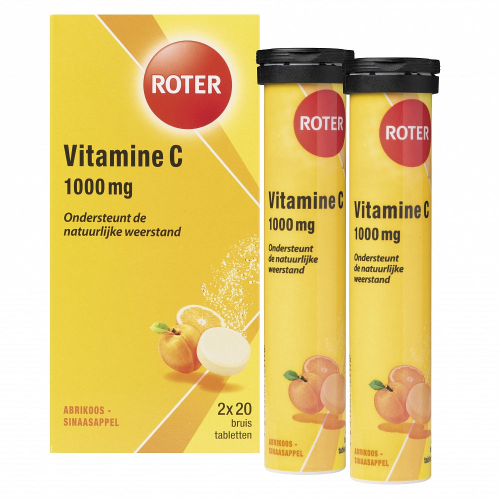 Roter Vitamine C Bruistabletten Ascorbinezuur Abrikoos-sinaasappelsmaak