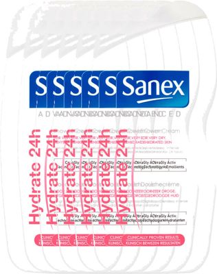 Sanex Douchegel Advanced Hydrate 24h Voordeelverpakking 6x500ml