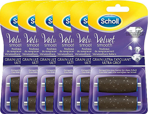 Scholl Velvet Smooth Verwisselbare Rollers Diamantkristallen 2x Ultra Grof Voordeelverpakking 6x2rol