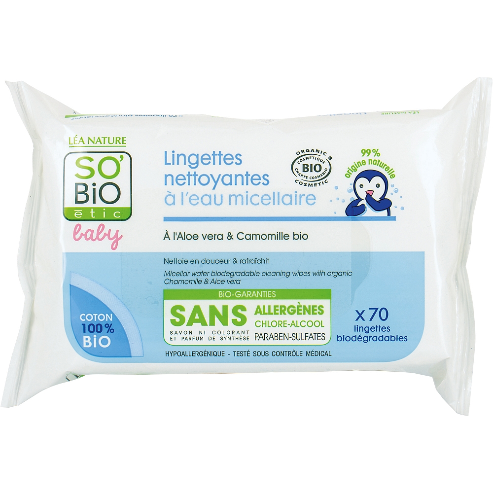 SOBiO etic Baby Micellair Water Cleans Wipes X70