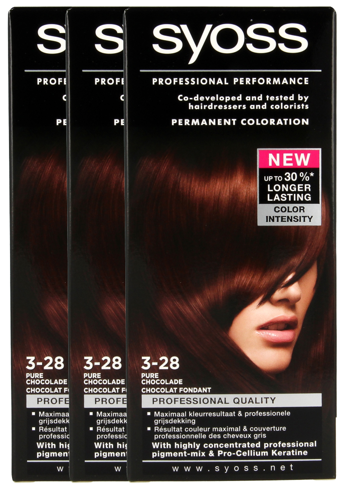 Syoss Color Fashion 3-28 Pure Chocolade Voordeelverpakking 3xPer st