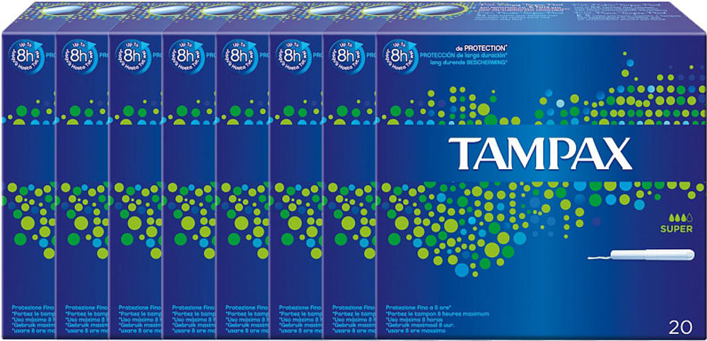 Tampax Tampons Super Voordeelverpakking 8x20st Tampax Tampons Super Voordeelverpakking 8x20st
