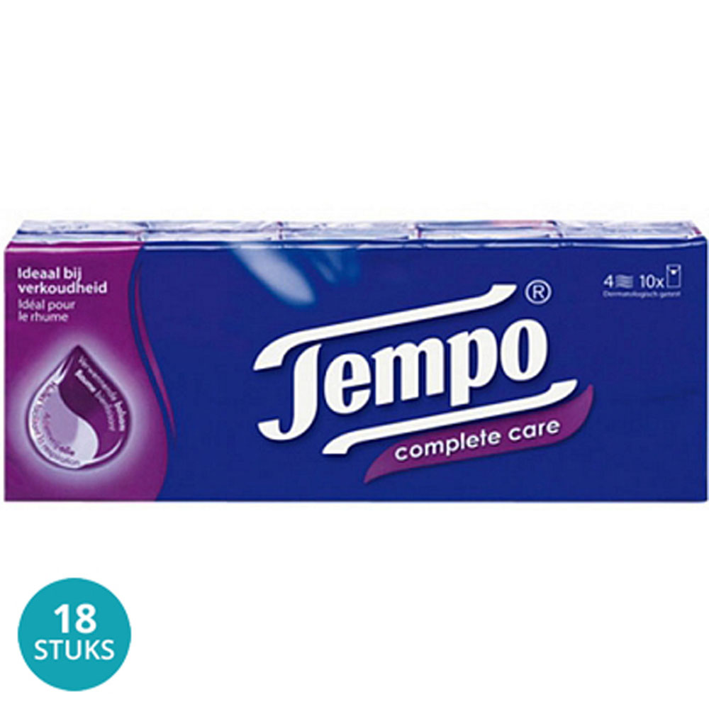Tempo Zakdoekjes Complete Care 10x9 Voordeelverpakking 18x10x9s