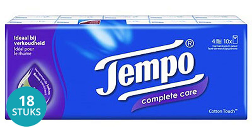 Tempo Zakdoekjes Compl Care Voordeelverpakking 18x10 St
