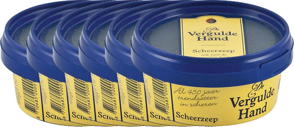 6x75gr Vergulde Hand Scheerzeeptablet Voordeelverpakking 6x75gr Vergulde Hand Scheerzeeptablet Voordeelverpakking