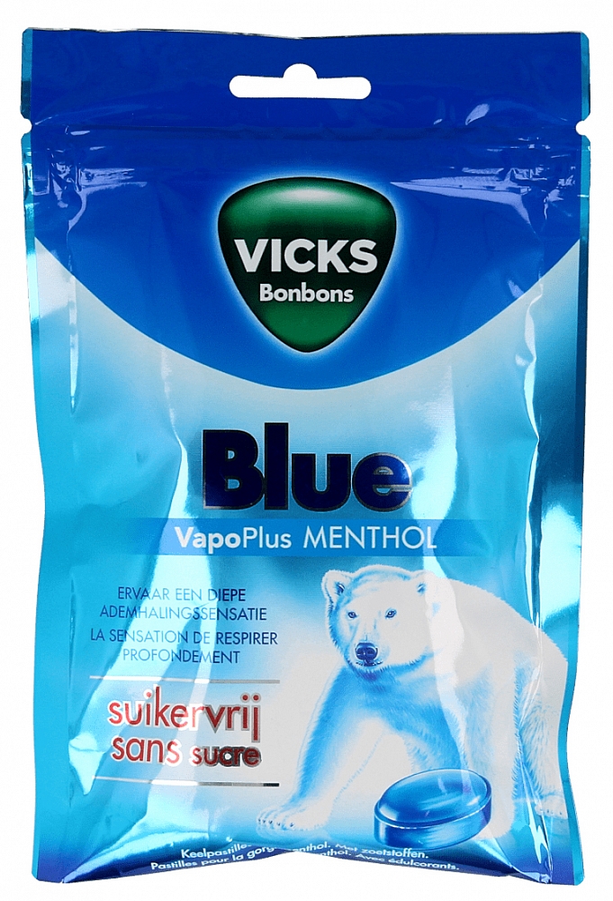 Vicks Blue Menthol Suikervrij Bag Vicks Blue Menthol Suikervrij Bag