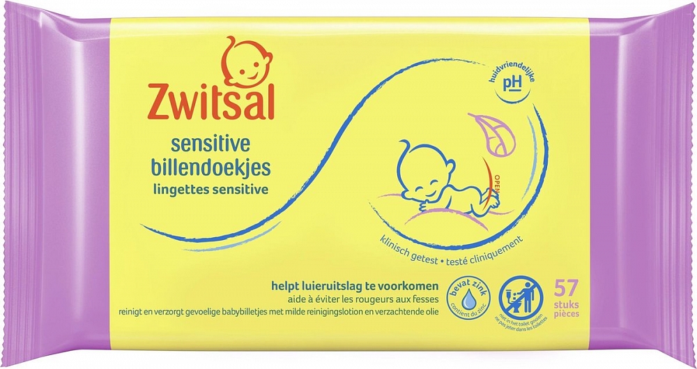 Zwitsal Billendoekjes Babydoekjes Sensitive - 57 Stuks Zwitsal Billendoekjes Babydoekjes Sensitive - 57 Stuks